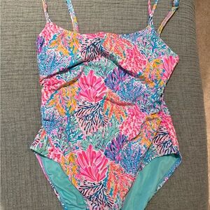 Lilly Pulitzer Vibrant Pink and Blue One Piece Swimsuit